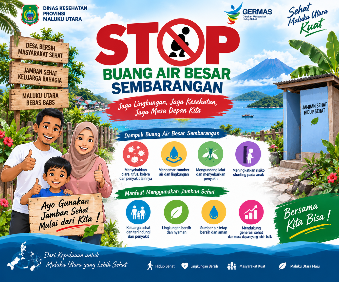 GERMAS Maluku Utara Hadapi Pekerjaan Rumah Sanitasi: Capaian ODF Baru 42 Persen